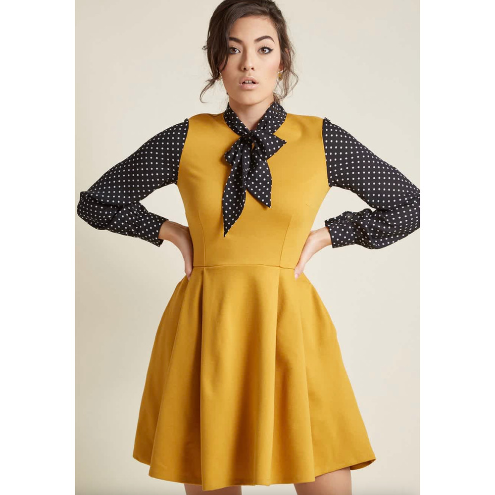 MODCLOTH x SMAK PARLOUR Zest By Request A-Line Dress Mustard Yellow {3E2}
